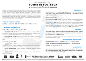 Flyer informativo del Curso de Flutebox-Agosto 23